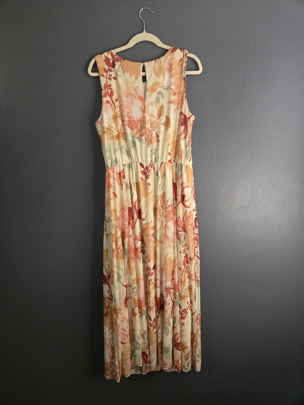 Enfocus Studio Sunset Peach Garden Party Romantic Sleeveless Maxi Dress Size 14 - Picture 8 of 10